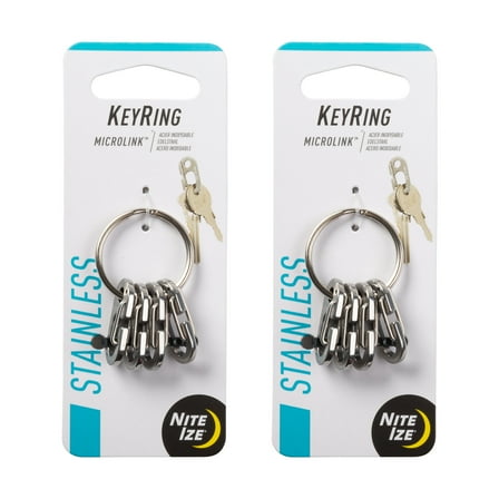 Nite Ize KeyRing MicroLink - Keychain Ring with Small Carabiners - Key Holder & Organizer Accessories - Heavy-Duty & Stainless Steel S-Biner Key Clips with Key Ring - 2 Pack