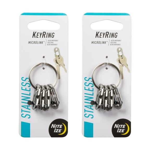 Nite Ize KeyRing MicroLink - Keychain Ring with Small Carabiners - Key Holder & Organizer Accessories - Heavy-Duty & Stainless Steel S-Biner Key Clips with Key Ring - 2 Pack
