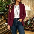 thumbnail image 4 of Women Light Jacket Ndbuld Women's casual winter solid-color fitted lapel blazer cardigan top Wine S, 4 of 6