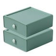 thumbnail image 1 of Organizador de escritorio apilable Dinheiro de 2 unidades con cajón, caja de almacenamiento de escritorio para suministros de oficina, bolígrafos, maquillaje, cartas, 20 x 19 x 8 cm, 1 of 5