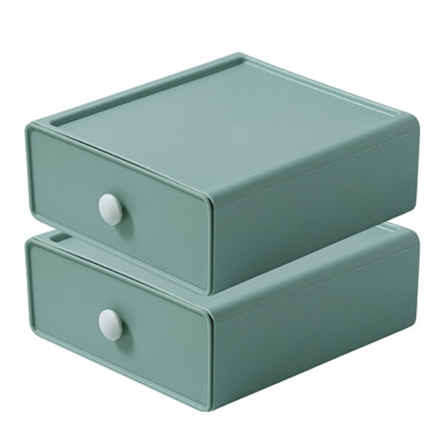 Organizador de escritorio apilable Dinheiro de 2 unidades con cajón, caja de almacenamiento de escritorio para suministros de oficina, bolígrafos, maquillaje, cartas, 20 x 19 x 8 cm