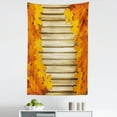thumbnail image 1 of Fall Tapestry, Fallen Leaves on Wooden Wall September Foliage Rustic Style Print, Fabric Wall Hanging Decor for Bedroom Living Room Dorm, 5 Sizes, Pale Coffee Marigold, by Ambesonne, 1 of 1