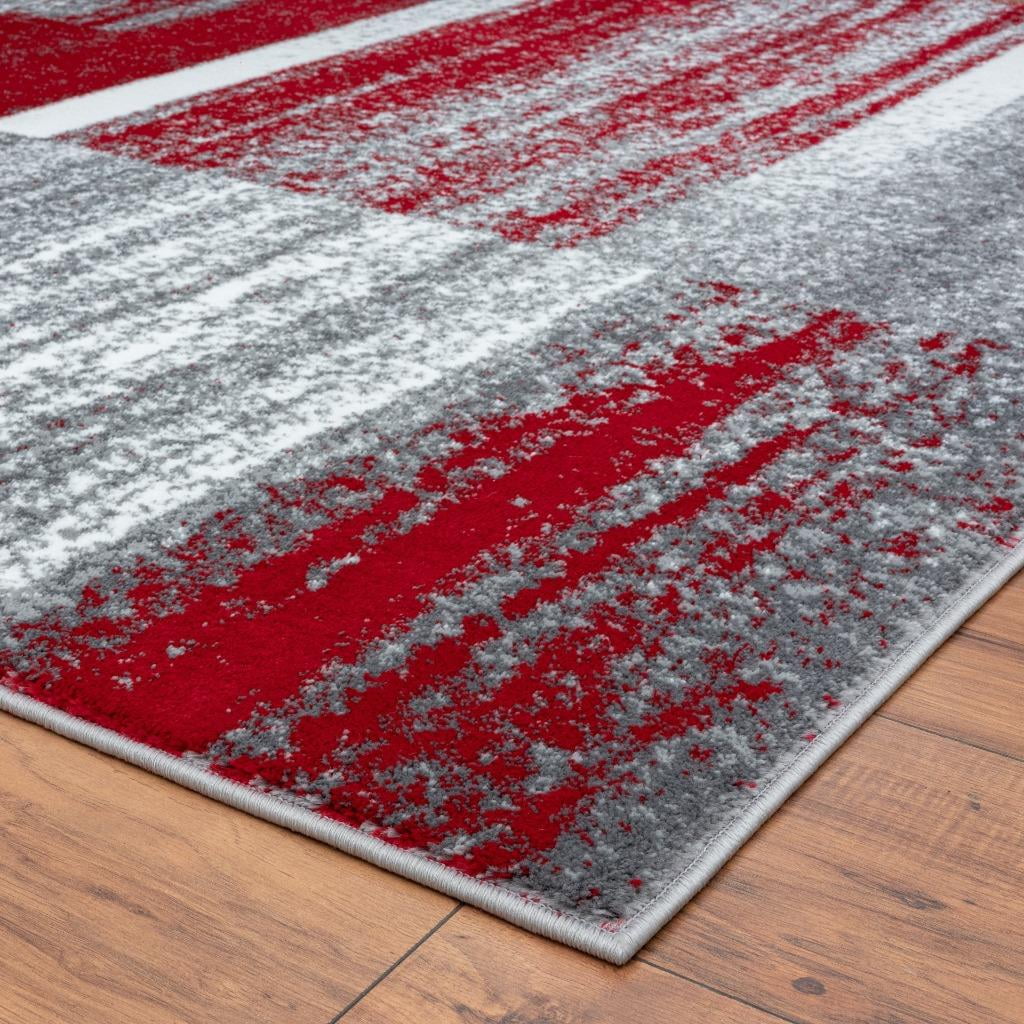 Luxe Weavers Art Deco Abstract Geometric Red 2x7 Area Rug for Living Rooms