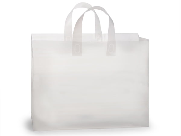 20 pcs Clear Frosted Shopping Bags 8" X 5" X 10" 3mil New