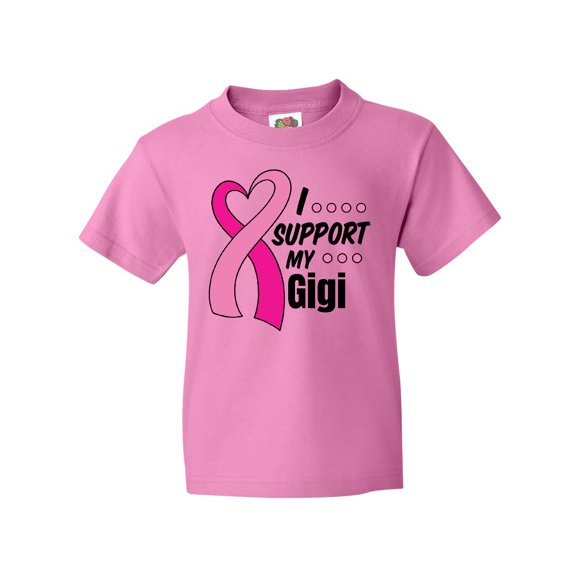 Inktastic Breast Cancer Awareness I Support My Gigi with Pink Ribbon Youth T-Shirt