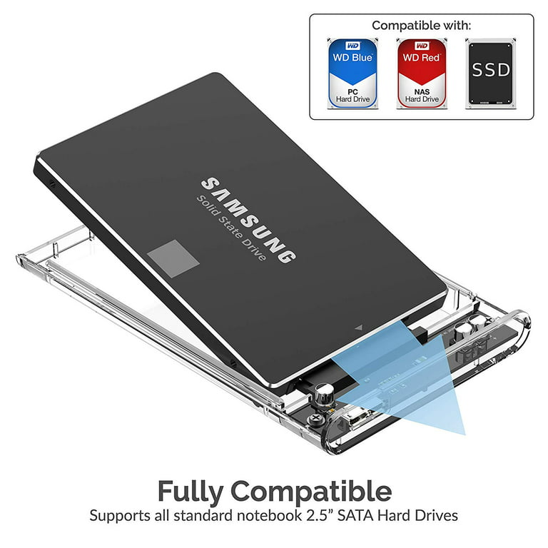 Sabrent 2.5-Inch SATA to USB 3.0 Tool-Free Clear External Hard