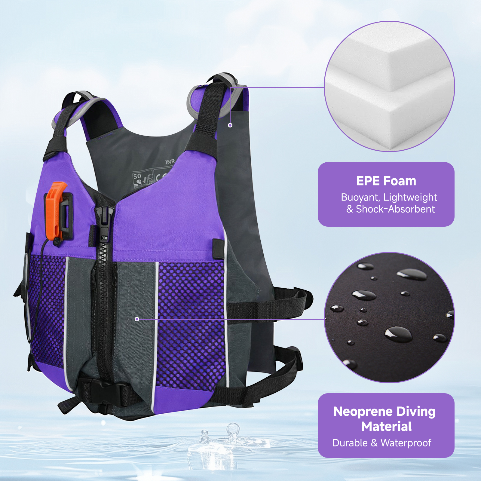 Koorium Adult Life Jacket Swim Vest, Purple photo 5