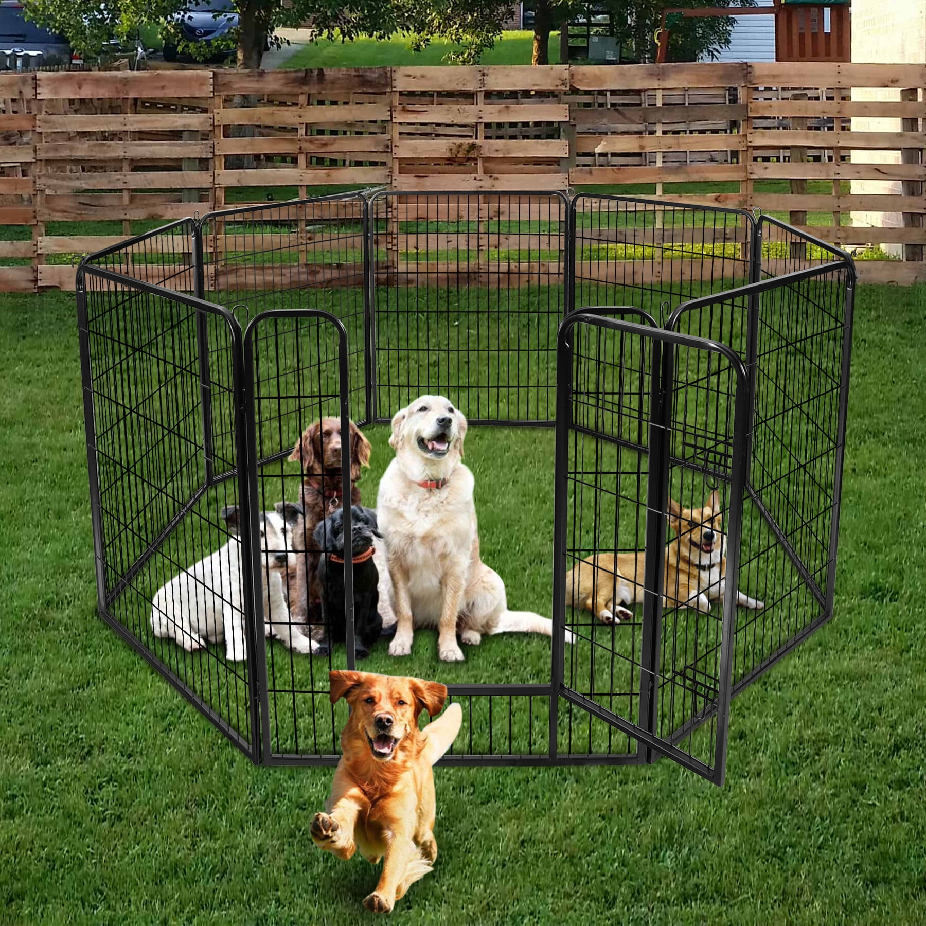 SuperDeal 8 Panels 39" Pet Playpen Dog Kennel Foldable Metal Exercise Fence