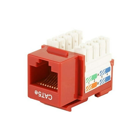Connection Blocks 110 Punch - Monoprice Cat5E Punch Down Keystone Jack - Red | 110 Type IDC, 90 Degree Connection
