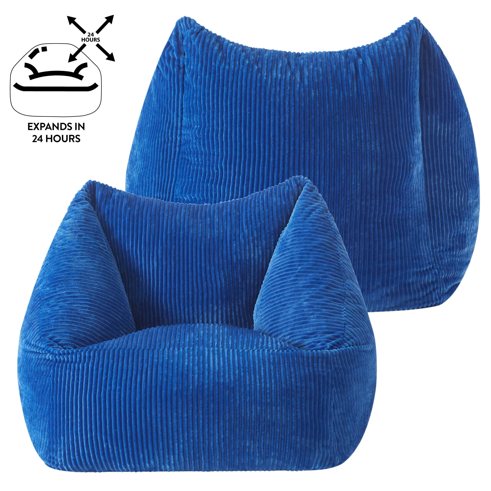 Mainstays by Becky G. & Alejandra Ribbed Plush Compressed Foam Chair, Blue