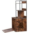 thumbnail image 3 of SuperDeal Hidden Cat Litter Box Enclosure with Shelves Cat House Cat Furniture Brown, 3 of 10
