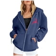thumbnail image 2 of WEAIXIMIUNG Sweat à Capuche Zippé pour Femmes Mode Imprimé Cerf Leaping Manches Longues Poche Cordon Décontracté Sport, 2 of 6