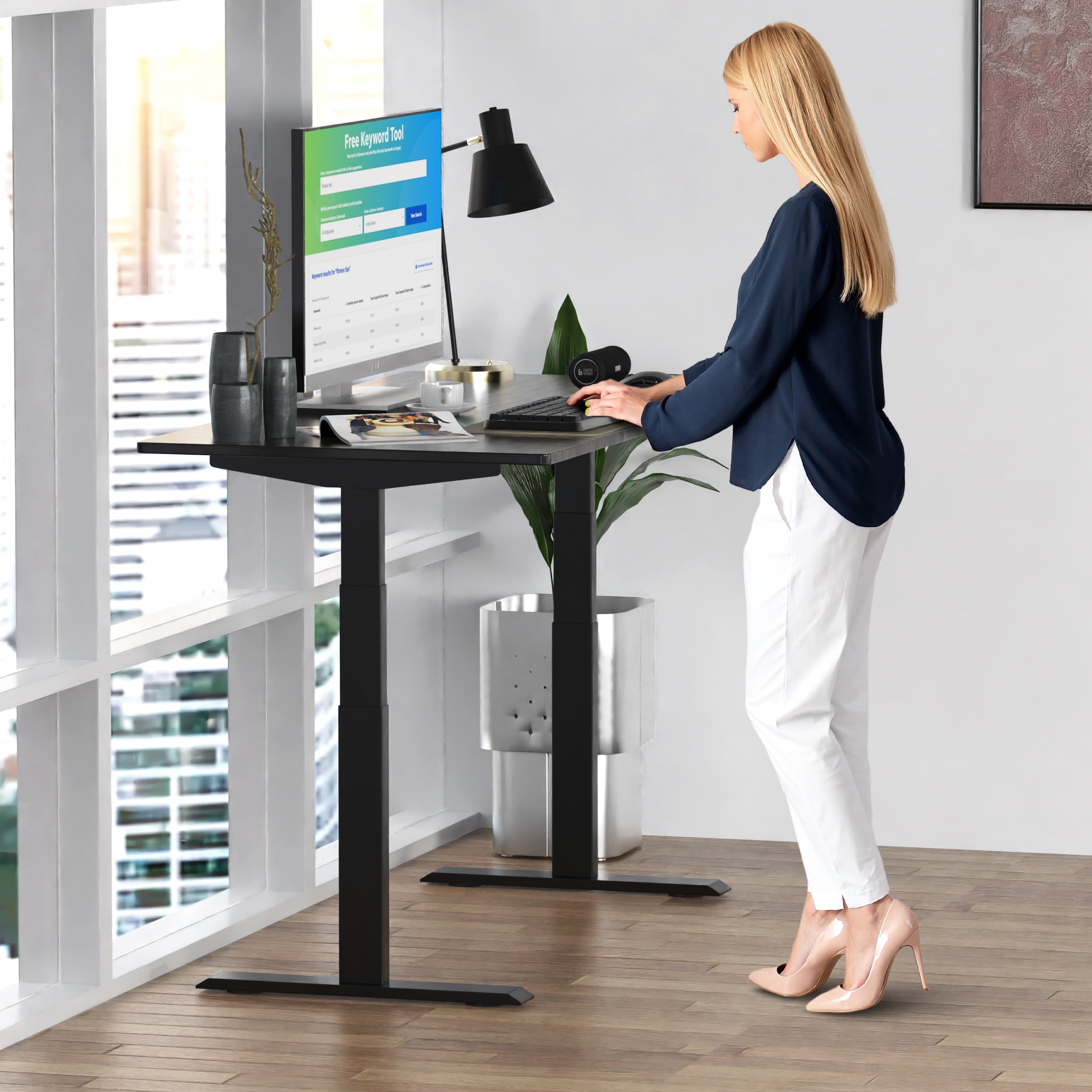 Rise Up Premium Electric Standing Desk 48x30”| Dual Motor Adjustable Height Sit Stand Computer Desk for Home Office | Ergonomic Motorized Desk with Memory Presets, Anti-Collision, and Steel Frame