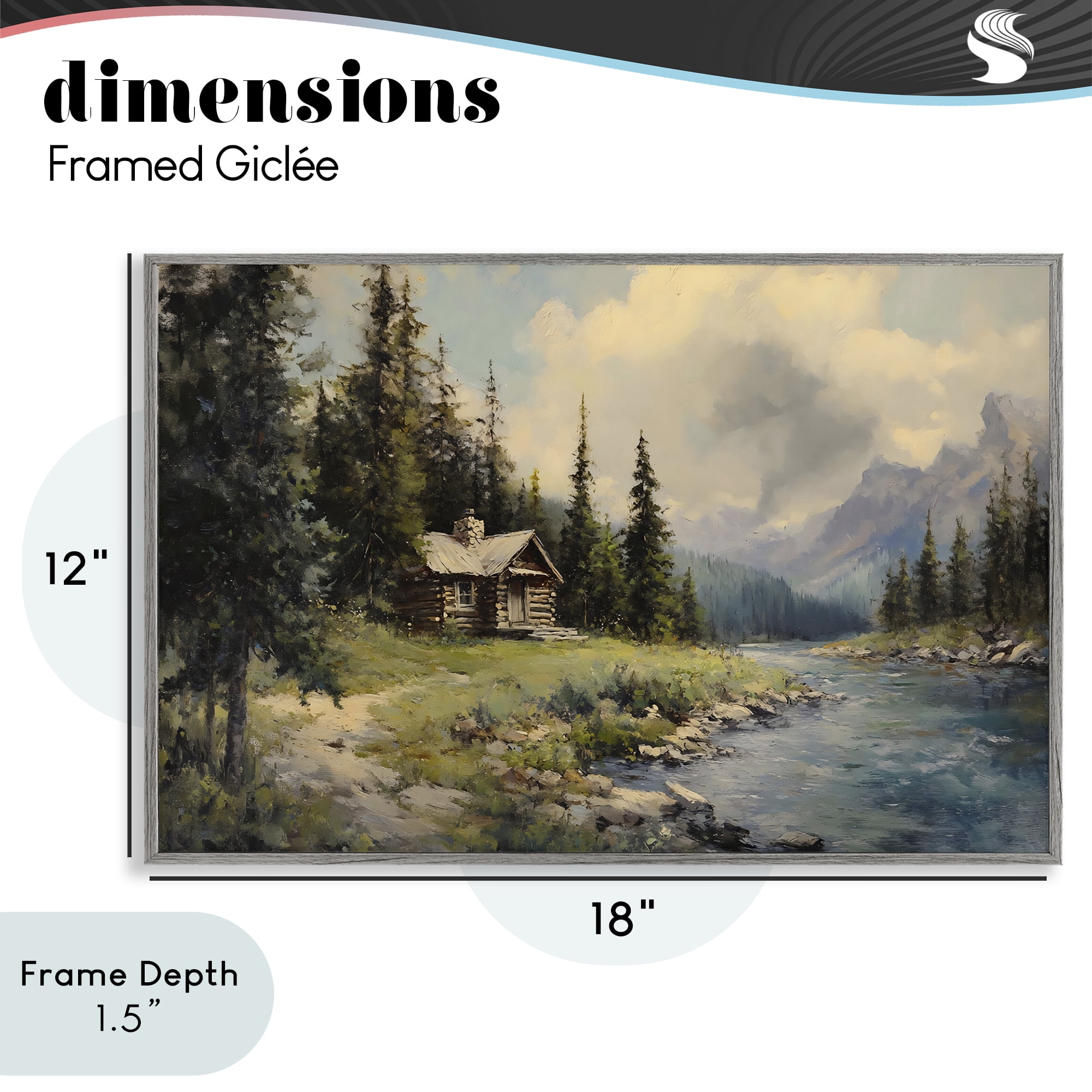 Stupell Industries Creek Cabin Riverside Retreat Gray Framed Giclee Art, design by Franklyn Gregory
