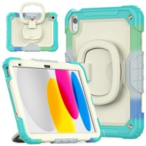 Dteck Kids Case for iPad 10th Generation 10.9 inch 2022,Heavy Duty Armor Rugged Rubber Handle Grip Case Shockproof Kickstand Built-in Screen Protector Cover,Colorful/Green