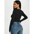 thumbnail image 3 of MOYIKO Slim Fitted Long Sleeve Shirts for Women Crewneck Tees Tight Basic Tops, 3 of 9