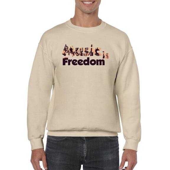 Music Is Freedom Sweatshirt Men -Smartprints Designs, Male 3X-Large