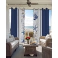thumbnail image 2 of Summer Ocean Life Blackout Curtains for Bedroom Living Room, Blue Shell Coral Starfish Striped 45 In Long Thermal Insulated Room Darkening Drapes Grommet Window Treatments, 42 x 45 In, 2 of 9