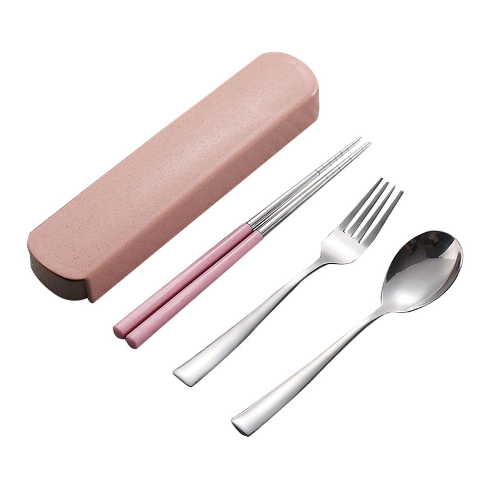 Stainless Steel Cutlery Square Handle Dinner Fork/Spoon Portable Lunch Tableware 