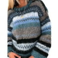 thumbnail image 1 of Pull Ample à Manches Longues pour Femmes, Col Rond, Vintage, Contrasté, Rayé, Épais, Chaud, Tricoté, Streetwear Y1, 1 of 5