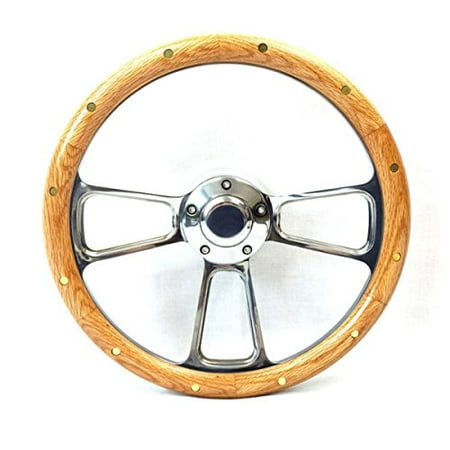 Hot Rod Steering Wheel Real Oak & Chrome Rat Rod Classic Car Street