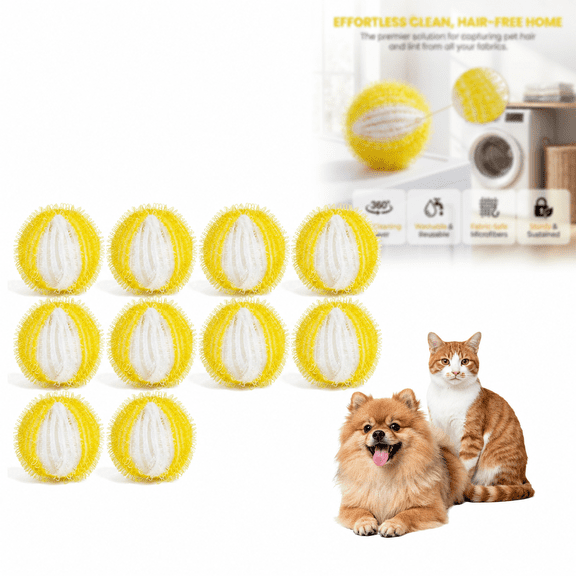 Pet Hair Remover for Laundry, Reusable Washing Machine Lint Catcher for Clothes, Pet Bedding & Blankets, Reduces Tangles & Wrinkles, Easy-to-Use(10Pcs)