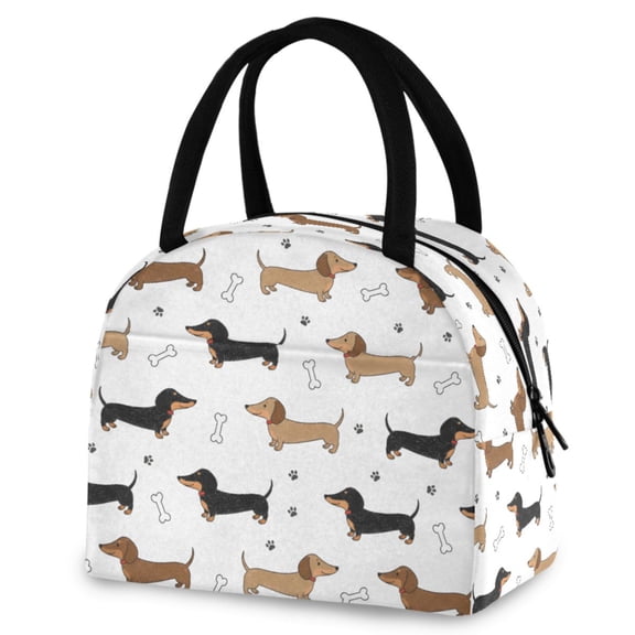 ALAZA Playful Dachshunds Dog Insulated Lunch Box Reusable Cooler Tote Bag Work Office Picnic