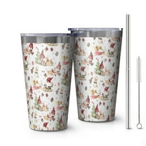 16oz Tumblers White Christmas Gnome Pattern Stainless Steel Vacuum Insulated Double Wall Travel Tumbler Cups Mug with Lid and Straw,Cleaning Brush for Coffee,Tea