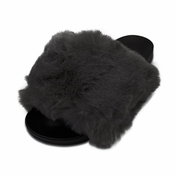 LAVRA Women's Super Plush Faux Fur Slide 11