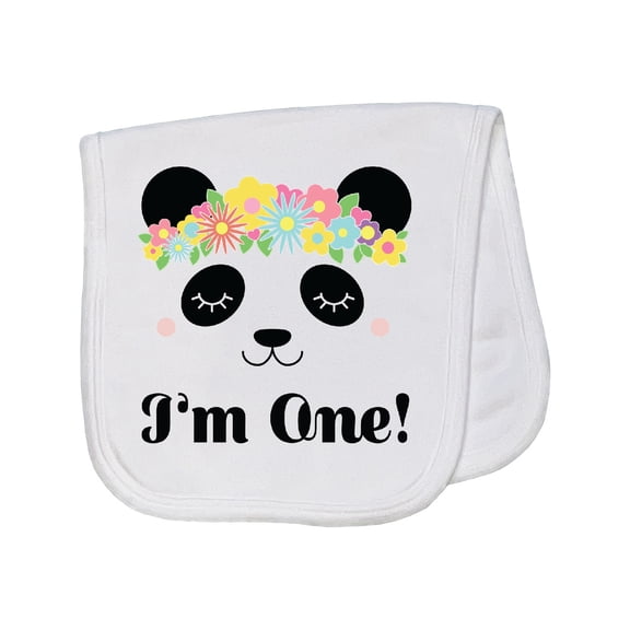 Inktastic First Birthday Panda 1 Year Old Girl Baby Burp Cloth
