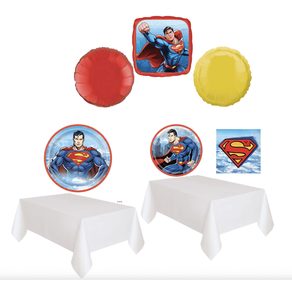 Superman Party Supplies Set – Balloons & Table Covers – Birthday Decoration Kit