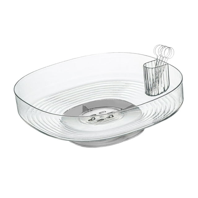 Cuenco decorativo con Pedestal, frutero para encimera, plato de fruta para centro de mesa , transparente