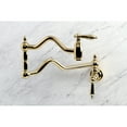 thumbnail image 2 of Kingston Brass KS2102AL Heritage Two-Handle 1-Hole Wall Mount Pot Filler Faucet in Polished Brass, 2 of 8