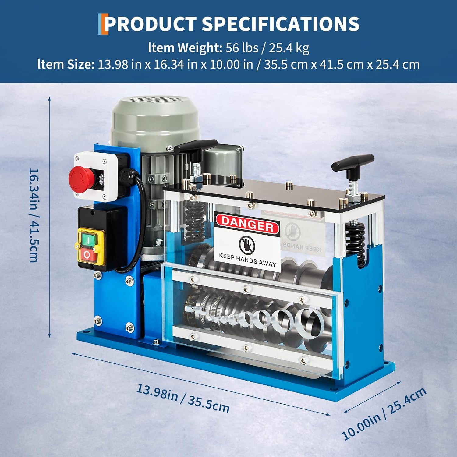 Professional Electric Wire Stripper Machine, 10-Channel Stripping Tool for Copper Wire 1.5-38mm, Aluminum Alloy Body with Acrylic Panel
