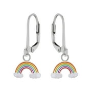 Glitter Rainbow 925 Sterling Silver Leverback Earrings