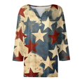 thumbnail image 4 of ADSSDQ 3/4 Length Sleeve Womens Tops 4th of July Button Down Shirts for Women Summer Top 2025 Patriotic American Flag Stars Stripes Graphic Tees Vermilion S, 4 of 7