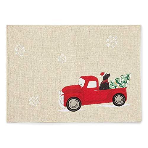 Christmas Vintage Red Truck Placemat Set of Four, Holiday Cottage