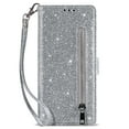 thumbnail image 6 of Compatible with Samsung Galaxy Z Fold 7 Wallet Case,Glitter Sparkly Bling PU Leather Zipper Pocket with Credit Card Holder Slots Shockproof Magnetic Clasp Flip Stand Phone Case,Silver, 6 of 10