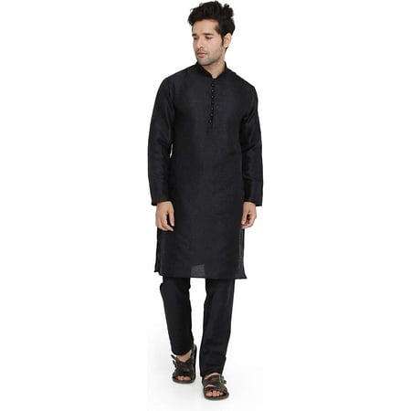 

Royal Kurta Mens Printed Art Silk Kurta Pyjama Set Black 42