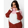 thumbnail image 3 of Rebdolls Women's Plus Long Sleeve Colorblocked Turtleneck Sweater - Pink - 4X, 3 of 4