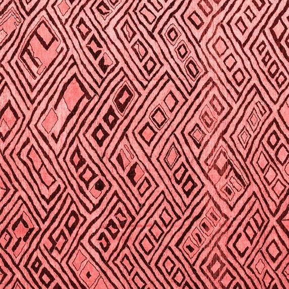 Ahgly Company Machine Washable Indoor Square Abstract Red Modern Area Rugs, 4' Square
