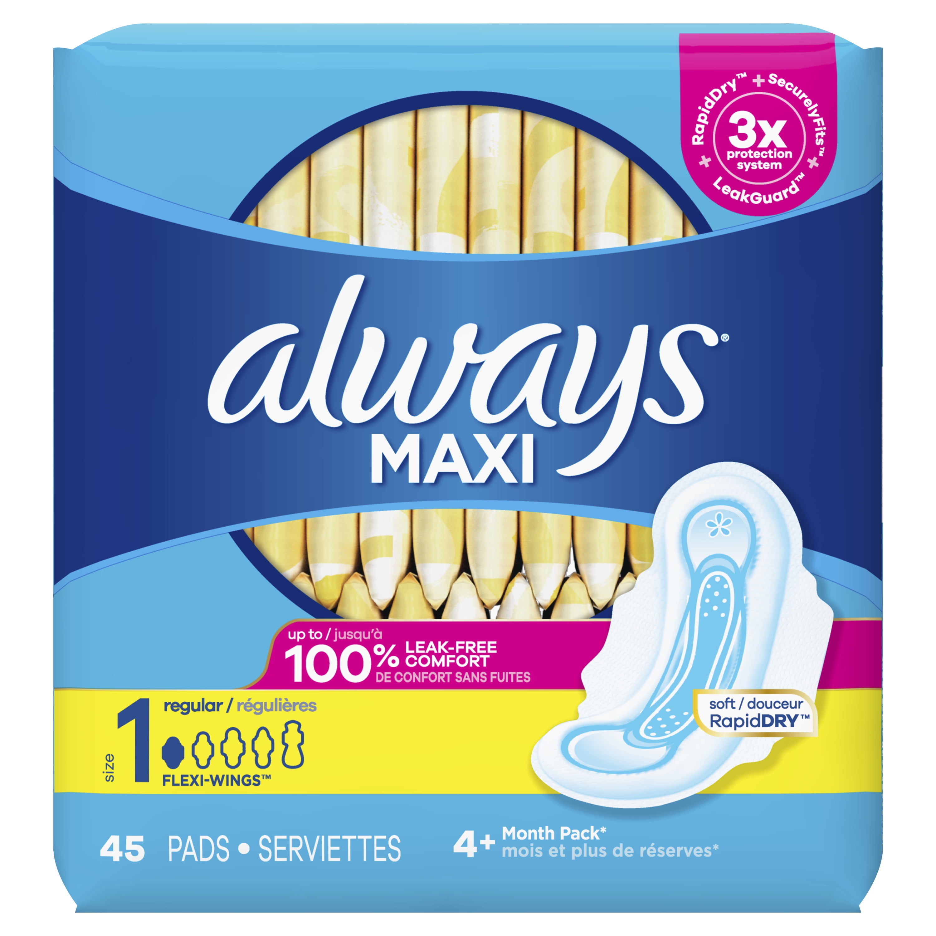 Always pads regular with wings outlet