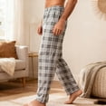 thumbnail image 5 of BRANROY Casual Plaid Pajama Pants for Men - Lounge Sleep Bottoms with Pockets Drawstring Closure Nightwear Pajamas for Men Daily Comfort Mens Casual Pants,Light Gray 3XL, 5 of 5