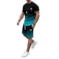 thumbnail image 4 of SHIXIAOO Men's 2025 Summer Tracksuit Plus Size Short Sleeve O Neck Athletic Suit Casual Color Block Drawstring Waist Tracksuit Set Men's Suits Slim Fit Modern Chef Suit for Men, 4 of 6