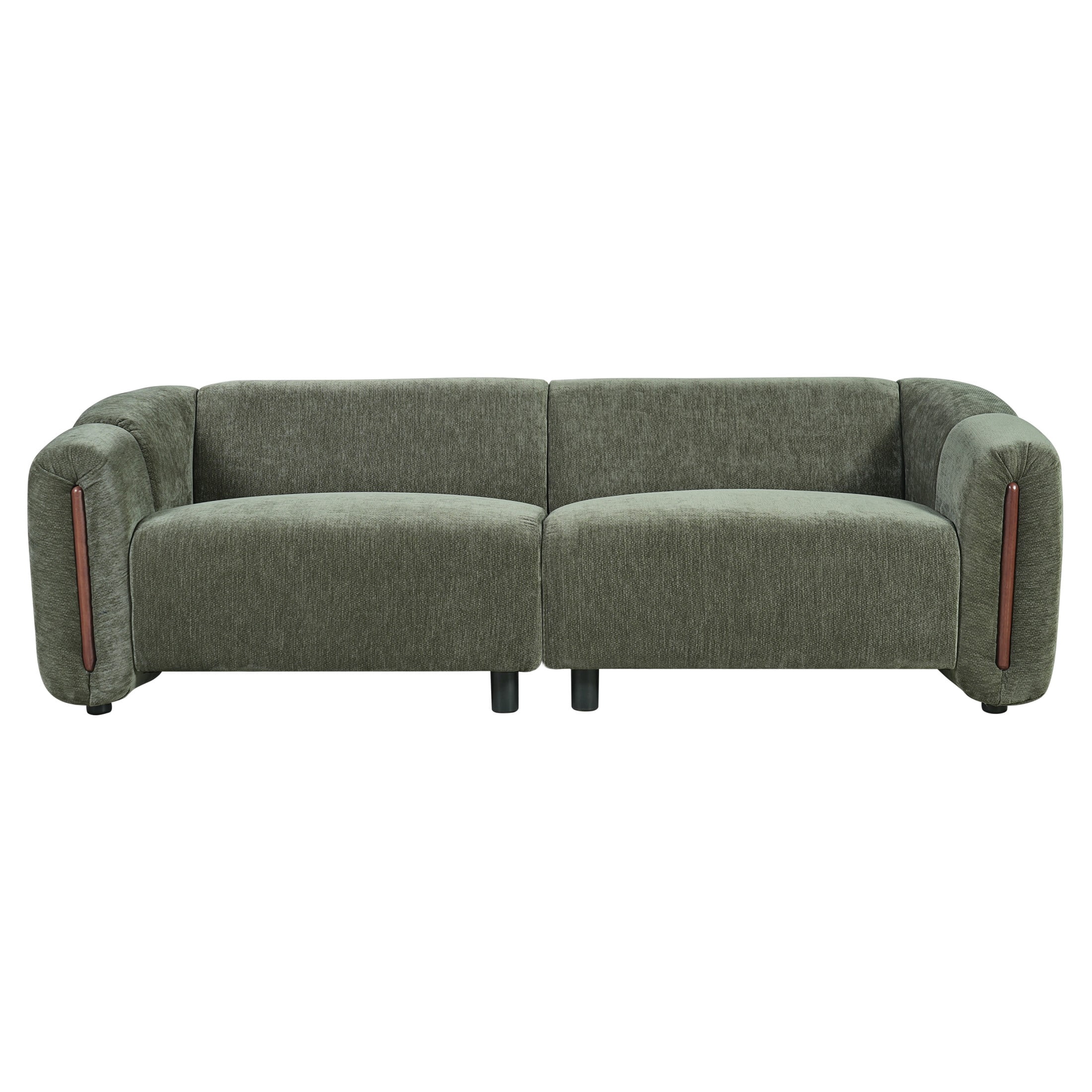 Christopher Knight Home 87.4" Modern Curved Upholstered 3-Seater Sofa with Wide Armrest, Green