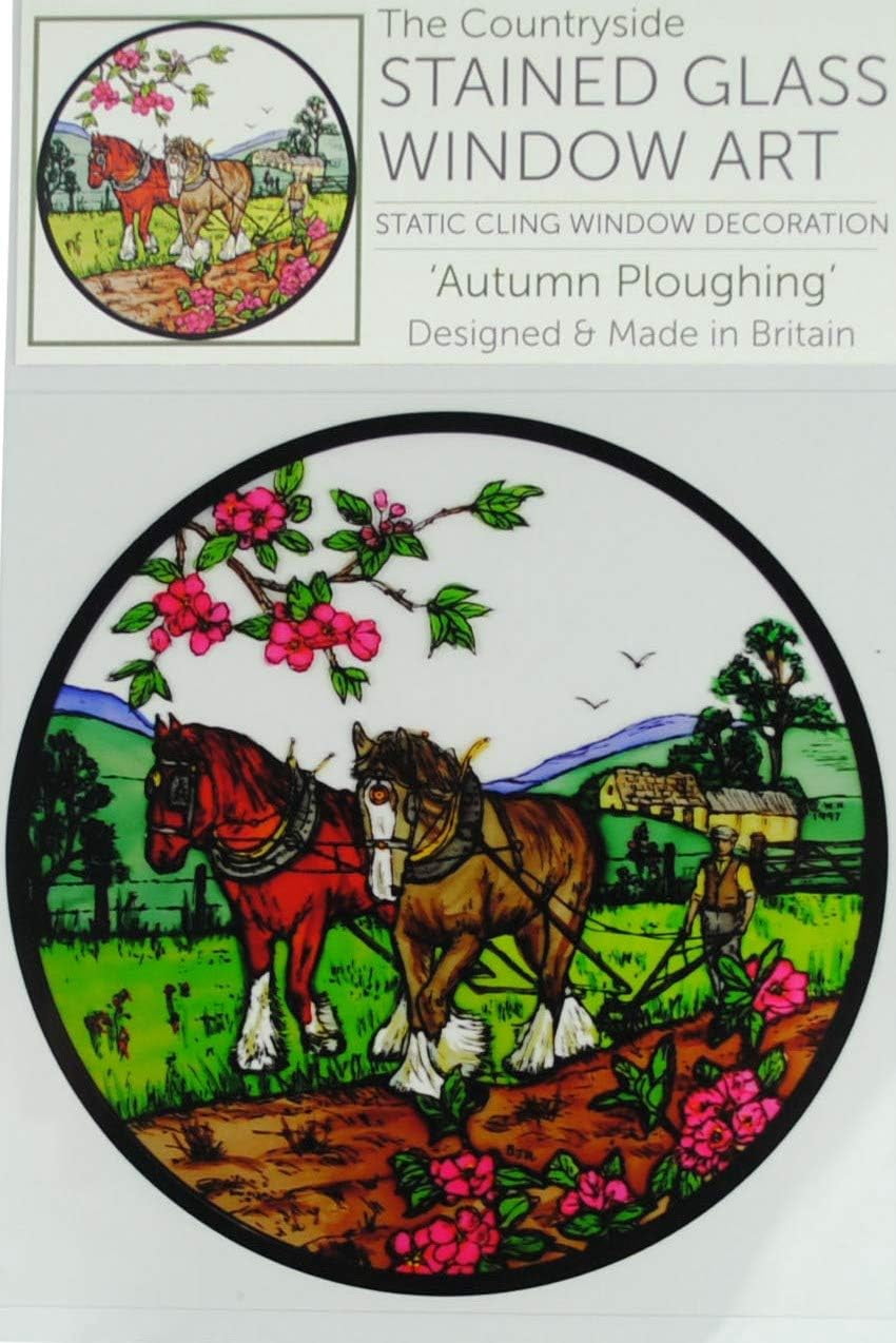 MKEUDQ-WINGED HEART Static Window Cling in a Ploughing Design