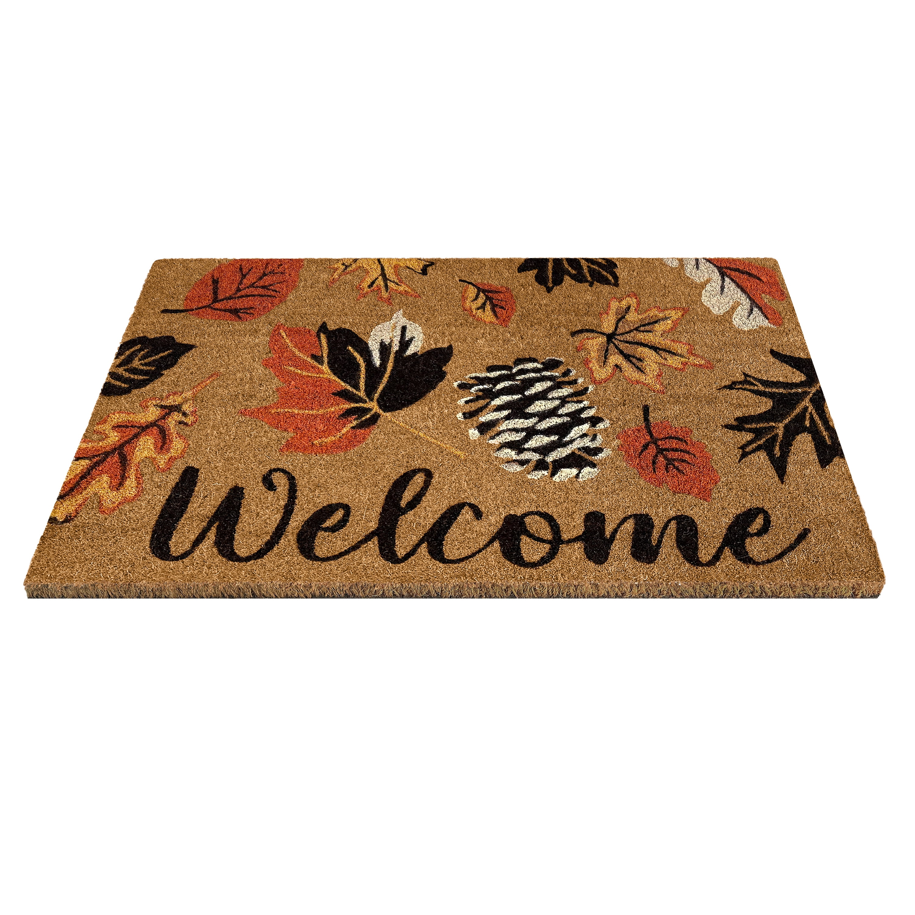 Achim Printed Coir Holiday Doormat 18" x 30" - Welcome Leaves