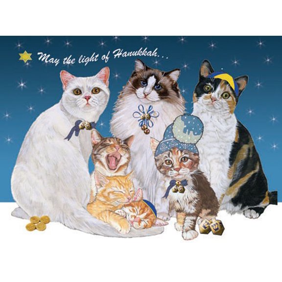 Pipsqueak Productions H529 Hanukkah Cats Hanukkah Boxed Cards - Pack of 10