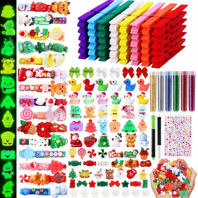 Kit de pinzas navideñas para hacer tú mismo JOICEE, 60 alfileres y accesorios de colores