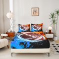 thumbnail image 2 of Manfei Boys Football Fitted Sheet, Rugby Game Queen Bedding, Black Brown Brightblue 3pcs, 1 Fitted Sheet and 2 Pillowcases, 2 of 6